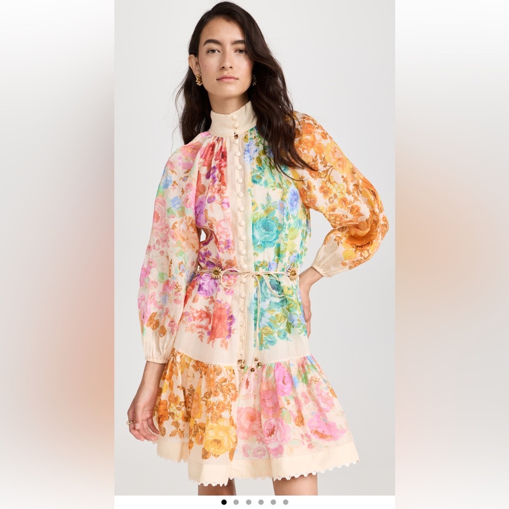 Zimmermann Raie Lantern Mini Dress in 0P
